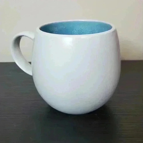 Set Of 2 Elama Mocha Blue Stoneware 15 Ounces Round Mugs Coffee Tea - Picture 2 of 4